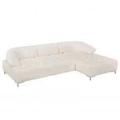 Fredriks Canapé d'angle Lyneal Cuir véritable - Blanc - Méridienne longue à droite (vue de face)