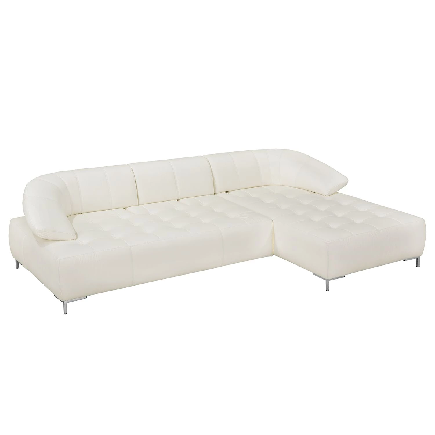 Fredriks Canapé d'angle Lyneal Cuir véritable - Blanc - Méridienne longue à droite (vue de face) 1 Fredriks Canapé d'angle Lyneal Cuir véritable - Blanc - Méridienne longue à droite (vue de face)