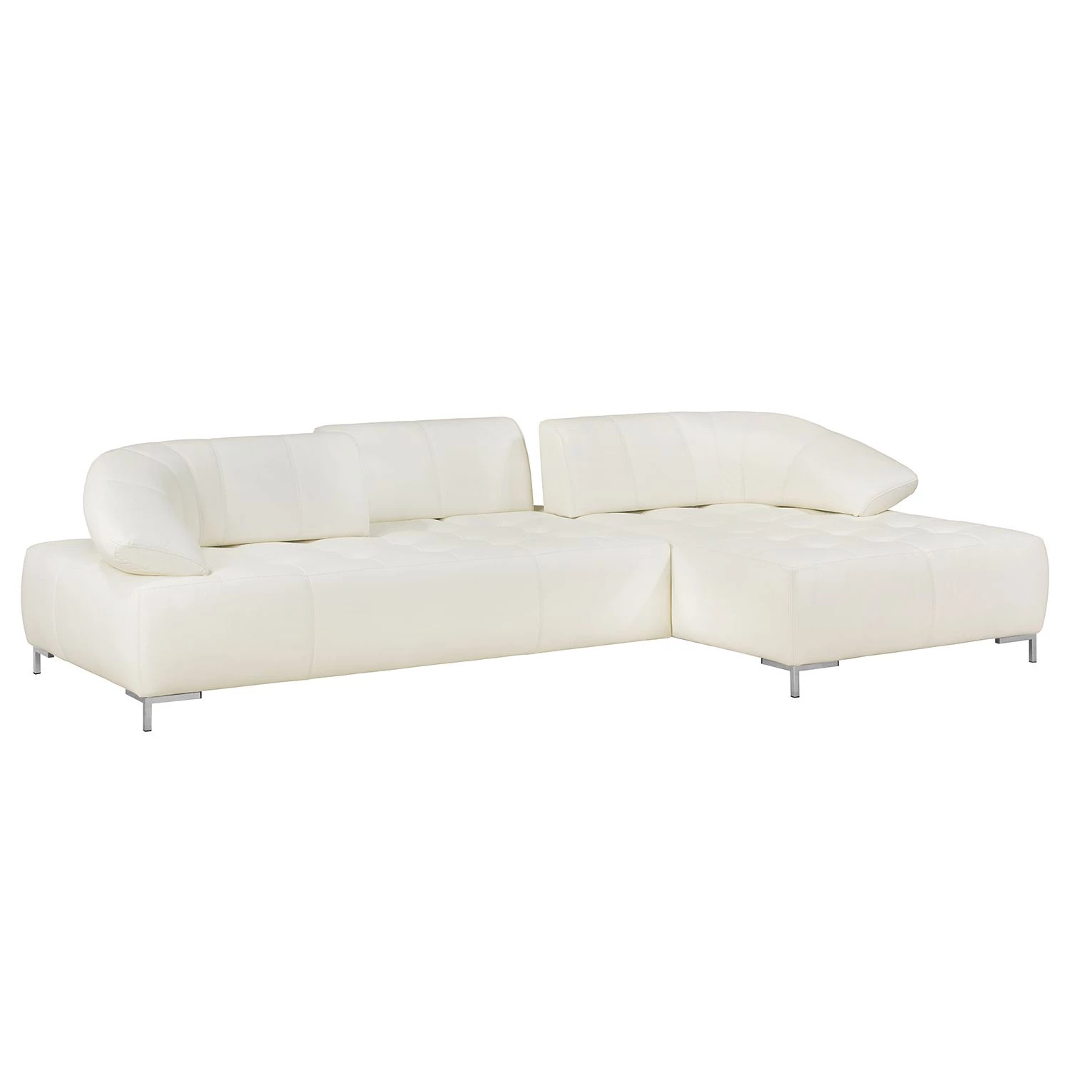 Fredriks Canapé d'angle Lyneal Cuir véritable - Blanc - Méridienne longue à droite (vue de face) 4 Fredriks Canapé d'angle Lyneal Cuir véritable - Blanc - Méridienne longue à droite (vue de face) – Image 4