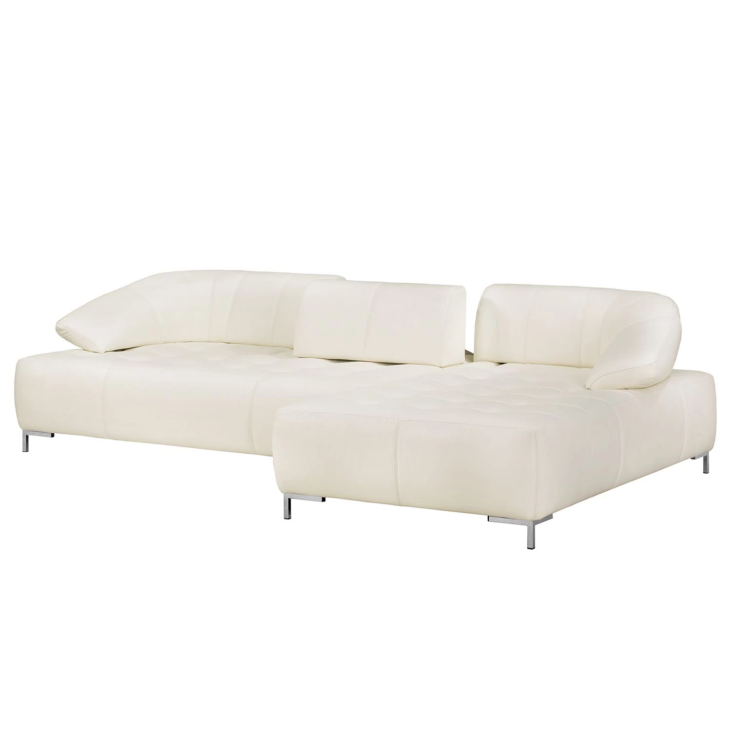 Fredriks Canapé d'angle Lyneal Cuir véritable - Blanc - Méridienne longue à droite (vue de face) 7 Fredriks Canapé d'angle Lyneal Cuir véritable - Blanc - Méridienne longue à droite (vue de face) – Image 7