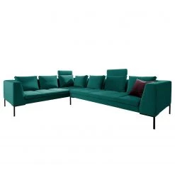 Studio Copenhagen Canapé d’angle Madison III - Velours Shyla: Pétrol - Angle à gauche (vu de face)