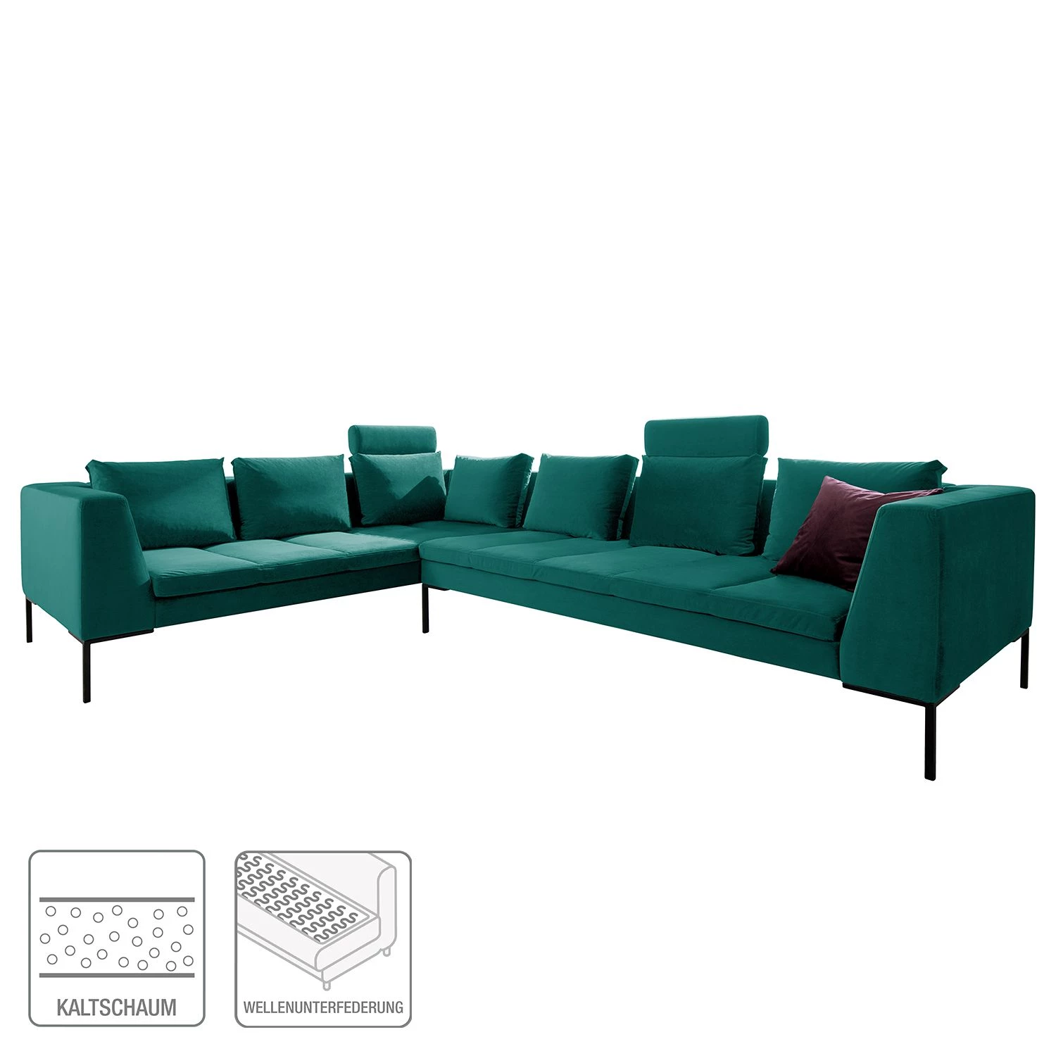 Studio Copenhagen Canapé d’angle Madison III - Velours Shyla: Pétrol - Angle à gauche (vu de face) 2 Studio Copenhagen Canapé d’angle Madison III - Velours Shyla: Pétrol - Angle à gauche (vu de face) – Image 2