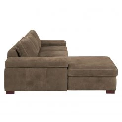 Ars Natura Canapé d'angle Maine - Cappuccino - Méridienne courte à gauche (vue de face) -Canapés Soldes Magasin ecksofa maine echtleder longchair davorstehend links cappuccino 4479632