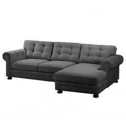 Velvet Studio Canapé d'angle Marau - Gris foncé - Méridienne courte à droite (vue de face) -Canapés Soldes Magasin ecksofa marau microfaser longchair davorstehend rechts dunkelgrau 4891720