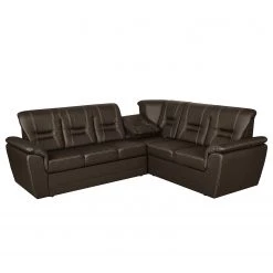 Modoform Canapé d'angle Marquette (convertible) - Angle à droite (vu de face) -Canapés Soldes Magasin ecksofa marquette mit schlaffunktion kunstleder dunkelbraun 2 sitzer davorstehend rechts 4085288