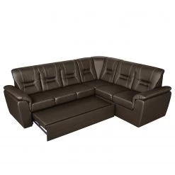 Modoform Canapé d'angle Marquette (convertible) - Angle à droite (vu de face) -Canapés Soldes Magasin ecksofa marquette mit schlaffunktion kunstleder dunkelbraun 2 sitzer davorstehend rechts 4085296