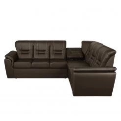 Modoform Canapé d'angle Marquette (convertible) - Angle à droite (vu de face) -Canapés Soldes Magasin ecksofa marquette mit schlaffunktion kunstleder dunkelbraun 2 sitzer davorstehend rechts 4085300
