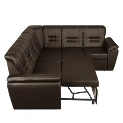 Modoform Canapé d'angle Marquette (convertible) - Angle à droite (vu de face) -Canapés Soldes Magasin ecksofa marquette mit schlaffunktion kunstleder dunkelbraun 2 sitzer davorstehend rechts 4085320