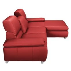 Fredriks Canapé d'angle Masca II - Carmin - Méridienne courte à droite (vue de face) - Fonction couchage -Canapés Soldes Magasin ecksofa masca echtleder kaminrot longchair davorstehend rechts 478598