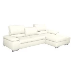 Fredriks Canapé d'angle Masca - Imitation cuir blanc - Méridienne à droite (vue de face)