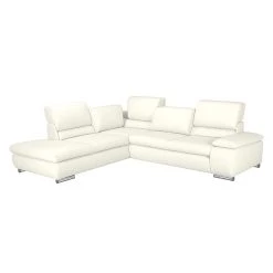 Fredriks Canapé d'angle Masca - Imitation cuir blanc - Méridienne à gauche (vue de face)