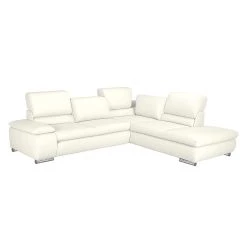 Fredriks Canapé d'angle Masca - Imitation cuir blanc - Méridienne à droite (vue de face)