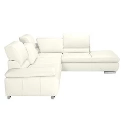 Fredriks Canapé d'angle Masca - Imitation cuir blanc - Méridienne à droite (vue de face) -Canapés Soldes Magasin ecksofa masca kunstleder weiss ottomane davorstehend rechts 444751