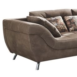 Home Design Canapé d'angle Merizo - Microfibre Marron Méridienne longue montable à gauche ou droite -Canapés Soldes Magasin ecksofa merizo microfaser braun longchair beidseitig montierbar 2014950