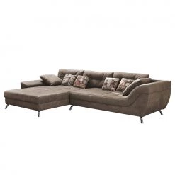 Home Design Canapé d'angle Merizo - Microfibre Marron Méridienne longue montable à gauche ou droite -Canapés Soldes Magasin ecksofa merizo microfaser braun longchair beidseitig montierbar 2014970