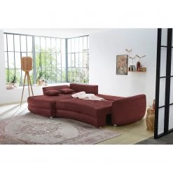 Loftscape Canapé d'angle Milligan (convertible) - Rouge Bordeaux - Méridienne courte à gauche (vue de face) -Canapés Soldes Magasin ecksofa milligan mit schlaffunktion microfaser longchair davorstehend links weinrot 4824296