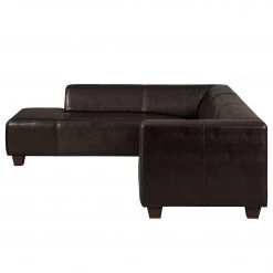 Maison Belfort Canapé d'angle Nespolo Cuir véritable - Méridienne longue à gauche (vue de face) -Canapés Soldes Magasin ecksofa nespolo echtleder dunkelbraun ottomane davorstehend links 4576768