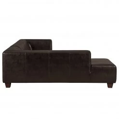 Maison Belfort Canapé d'angle Nespolo Cuir véritable - Méridienne longue à gauche (vue de face) -Canapés Soldes Magasin ecksofa nespolo echtleder dunkelbraun ottomane davorstehend links 4576776