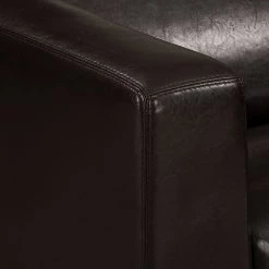 Maison Belfort Canapé Nespolo (3 places) - Cuir synthétique marron foncé -Canapés Soldes Magasin ecksofa nespolo kunstleder dunkelbraun ottomane davorstehend rechts 4576548