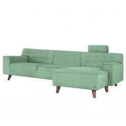 Tom Tailor Canapé d’angle Nordic Chic III - Vert menthe - Méridienne courte à droite (vue de face) -Canapés Soldes Magasin ecksofa nordic chic iii webstoff longchair davorstehend links mintgruen 4754164