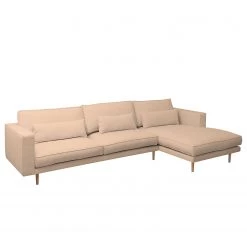 Mørteens Canapé d'angle Lacona - Couleur pastel abricot - Méridienne courte à droite (vue de face)