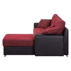 Fredriks Canapé d'angle Dulmen (convertible) - Imitation cuir / Tissu structuré Méridienne à Â  monter gauche ou droite - Noir / Rouge -Canapés Soldes Magasin ecksofa palma mit schlaffunktion kunstleder strukturstoff schwarz rot 1150942