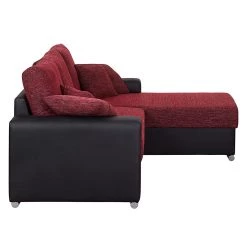 Fredriks Canapé d'angle Dulmen (convertible) - Imitation cuir / Tissu structuré Méridienne à Â  monter gauche ou droite - Noir / Rouge -Canapés Soldes Magasin ecksofa palma mit schlaffunktion kunstleder strukturstoff schwarz rot 1150954
