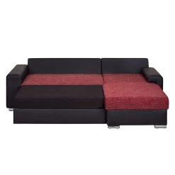 Fredriks Canapé d'angle Dulmen (convertible) - Imitation cuir / Tissu structuré Méridienne à Â  monter gauche ou droite - Noir / Rouge -Canapés Soldes Magasin ecksofa palma mit schlaffunktion kunstleder strukturstoff schwarz rot 1150974