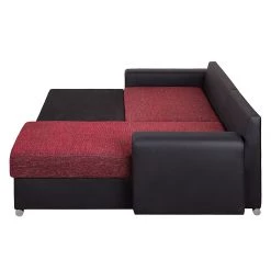 Fredriks Canapé d'angle Dulmen (convertible) - Imitation cuir / Tissu structuré Méridienne à Â  monter gauche ou droite - Noir / Rouge -Canapés Soldes Magasin ecksofa palma mit schlaffunktion kunstleder strukturstoff schwarz rot 1150978