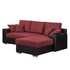 Fredriks Canapé d'angle Dulmen (convertible) - Imitation cuir / Tissu structuré Méridienne à Â  monter gauche ou droite - Noir / Rouge -Canapés Soldes Magasin ecksofa palma mit schlaffunktion kunstleder strukturstoff schwarz rot 1150982