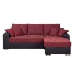 Fredriks Canapé d'angle Dulmen (convertible) - Imitation cuir / Tissu structuré Méridienne à Â  monter gauche ou droite - Noir / Rouge -Canapés Soldes Magasin ecksofa palma mit schlaffunktion kunstleder strukturstoff schwarz rot 1150990