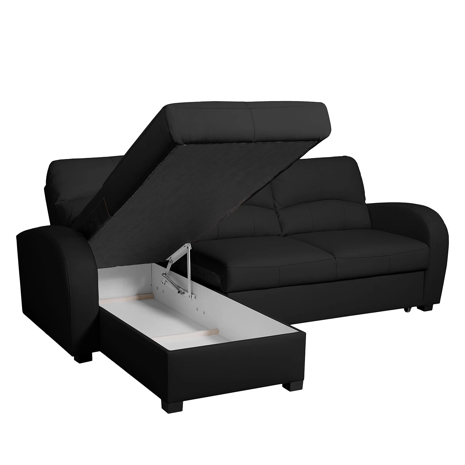 Modoform Canapé d'angle Parilla (convertible) - Noir - Largeur : 229 cm - Méridienne courte à gauche (vue de face) 11 Modoform Canapé d'angle Parilla (convertible) - Noir - Largeur : 229 cm - Méridienne courte à gauche (vue de face) – Image 11