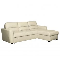 Canapé d'angle Parilla (convertible) - Ecru - Méridienne courte à droite (vue de face)