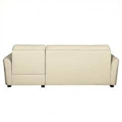 Canapé d'angle Parilla (convertible) - Ecru - Méridienne courte à droite (vue de face) -Canapés Soldes Magasin ecksofa parilla mit schlaffunktion kunstleder longchair davorstehend rechts ecru 5071068