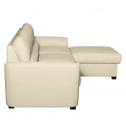 Canapé d'angle Parilla (convertible) - Ecru - Méridienne courte à droite (vue de face) -Canapés Soldes Magasin ecksofa parilla mit schlaffunktion kunstleder longchair davorstehend rechts ecru 5071072