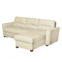 Canapé d'angle Parilla (convertible) - Ecru - Méridienne courte à droite (vue de face) -Canapés Soldes Magasin ecksofa parilla mit schlaffunktion kunstleder longchair davorstehend rechts ecru 5071076