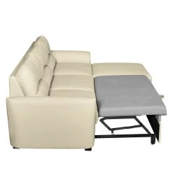 Canapé d'angle Parilla (convertible) - Ecru - Méridienne courte à droite (vue de face) -Canapés Soldes Magasin ecksofa parilla mit schlaffunktion kunstleder longchair davorstehend rechts ecru 5071096