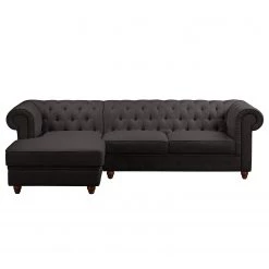 Maison Belfort Canapé d'angle Pintano - Anthracite - Méridienne longue à gauche (vue de face) -Canapés Soldes Magasin ecksofa pintano webstoff anthrazit 4896708