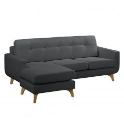 Mørteens Canapé d'angle Postville - Gris - Méridienne courte à gauche (vue de face) -Canapés Soldes Magasin ecksofa postville strukturstoff longchair davorstehend links grau 4890284