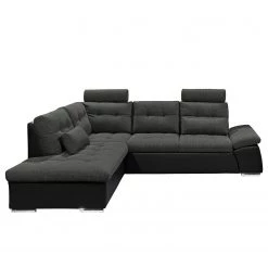 Fredriks Canapé d'angle Puntiro (convertible) - Cuir synthétique Lilo / Tissu structuré Satur: Noit / Anthracite - Méridienne longue à gauche (vue de face) 16 Fredriks Canapé d'angle Puntiro (convertible) - Cuir synthétique Lilo / Tissu structuré Satur: Noit / Anthracite - Méridienne longue à gauche (vue de face) -Canapés Soldes Magasin ecksofa puntiro mit schlaffunktion kunstleder webstoff longchair davorstehend links 4376344