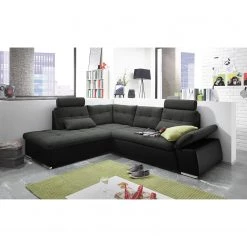 Fredriks Canapé d'angle Puntiro (convertible) - Cuir synthétique Lilo / Tissu structuré Satur: Noit / Anthracite - Méridienne longue à gauche (vue de face) 14 Fredriks Canapé d'angle Puntiro (convertible) - Cuir synthétique Lilo / Tissu structuré Satur: Noit / Anthracite - Méridienne longue à gauche (vue de face) -Canapés Soldes Magasin ecksofa puntiro mit schlaffunktion kunstleder webstoff ottomane davorstehend links schwarz dunkelbraun 4459036