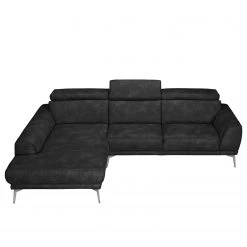 Loftscape Canapé d'angle Ryley - Noir - Méridienne courte à gauche (vue de face) -Canapés Soldes Magasin ecksofa ryley kunstleder longchair davorstehend links schwarz 4522312