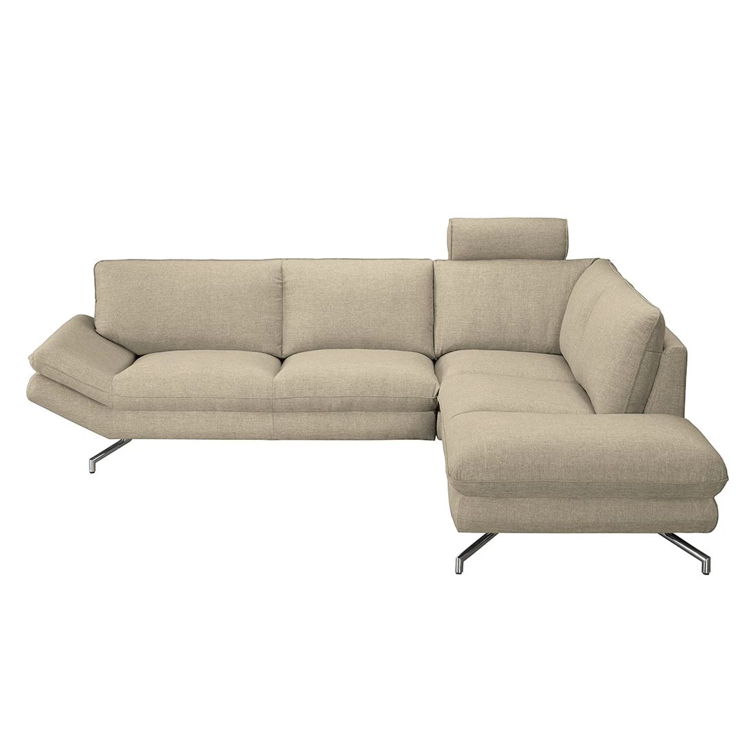 Loftscape Canapé d'angle Sharon - Tissu beige - Méridienne à droite (vue de face) - 2 appuis-tête 2 Loftscape Canapé d'angle Sharon - Tissu beige - Méridienne à droite (vue de face) - 2 appuis-tête – Image 2