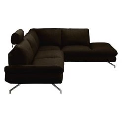 Loftscape Canapé d'angle Sharon - Tissu marron - noir - Méridienne à droite (vue de face) - 2 appuis-tête -Canapés Soldes Magasin ecksofa sharon webstoff braun schwarz ottomane davorstehend rechts 414161