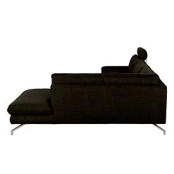 Loftscape Canapé d'angle Sharon - Tissu marron - noir - Méridienne à droite (vue de face) - 2 appuis-tête -Canapés Soldes Magasin ecksofa sharon webstoff braun schwarz ottomane davorstehend rechts 414163