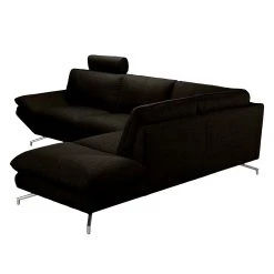 Loftscape Canapé d'angle Sharon - Tissu marron - noir - Méridienne à droite (vue de face) - 2 appuis-tête -Canapés Soldes Magasin ecksofa sharon webstoff braun schwarz ottomane davorstehend rechts 414165