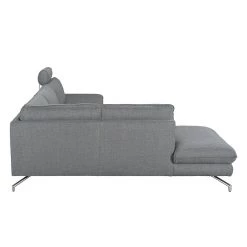 Loftscape Canapé d'angle Sharon - Tissu gris - Méridienne à gauche (vue de face) - 2 appuis-tête -Canapés Soldes Magasin ecksofa sharon webstoff grau ottomane davorstehend links 414300