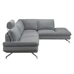 Loftscape Canapé d'angle Sharon - Tissu gris - Méridienne à droite (vue de face) - 2 appuis-tête -Canapés Soldes Magasin ecksofa sharon webstoff grau ottomane davorstehend rechts 414265