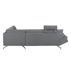 Loftscape Canapé d'angle Sharon - Tissu gris - Méridienne à droite (vue de face) - 2 appuis-tête -Canapés Soldes Magasin ecksofa sharon webstoff grau ottomane davorstehend rechts 414266