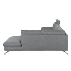 Loftscape Canapé d'angle Sharon - Tissu gris - Méridienne à droite (vue de face) - 2 appuis-tête -Canapés Soldes Magasin ecksofa sharon webstoff grau ottomane davorstehend rechts 414267